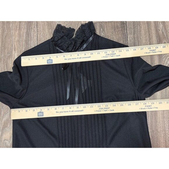 VINTAGE JCPENNEY LACE LONG SLEEVE NIGHTGOWN ROBE SHEER SIZE 10 BLACK ZIPPER - Picture 4 of 10